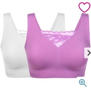 #1210 NWT Rhonda Shear 2-pack Body Bra with Lace Inset - 887-833